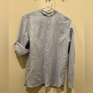 Zara Men's Sky Blue Casual Button-Down Shirt